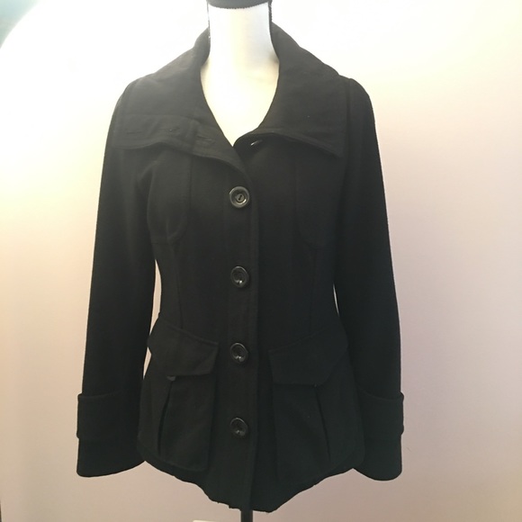Hm turtleneck wool coat jacket black funnel - Picture 4 of 8
